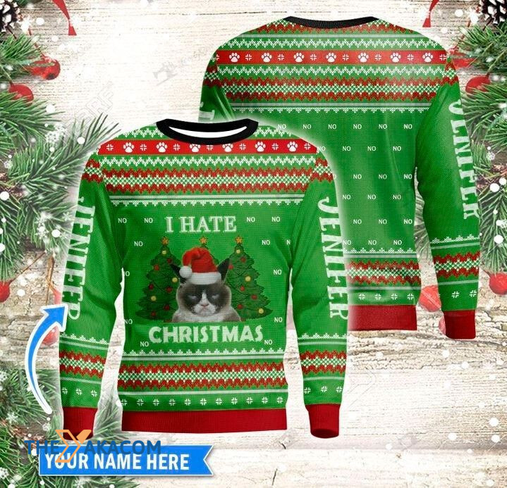 Personalized Christmas Day_s Grumpy Cat Gift For Christmas Ugly Christmas Sweater