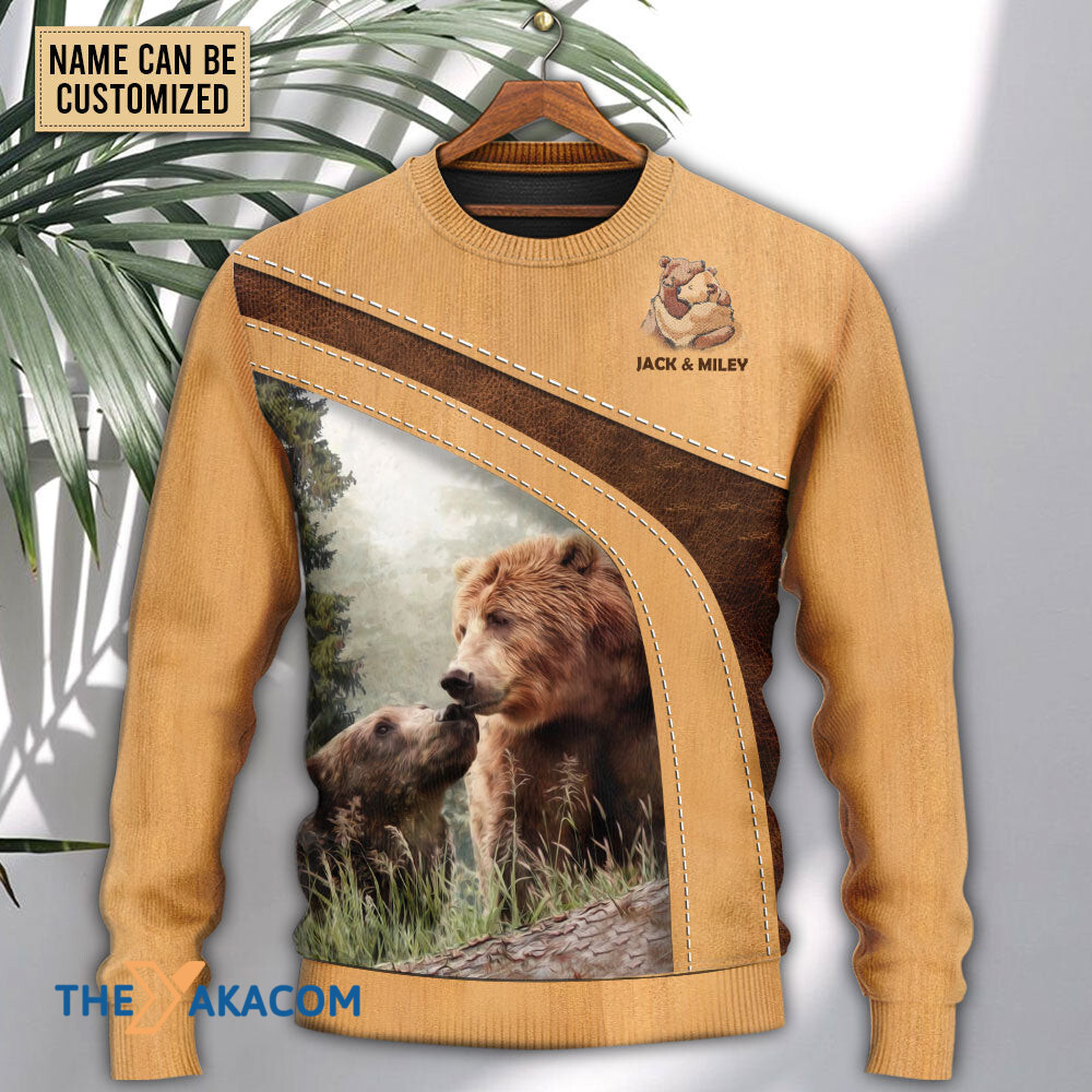 Personalized Custom Name Bear An Old Bear Live Here With His Honey Personalized Gift For Lover Ugly Christmas Sweater