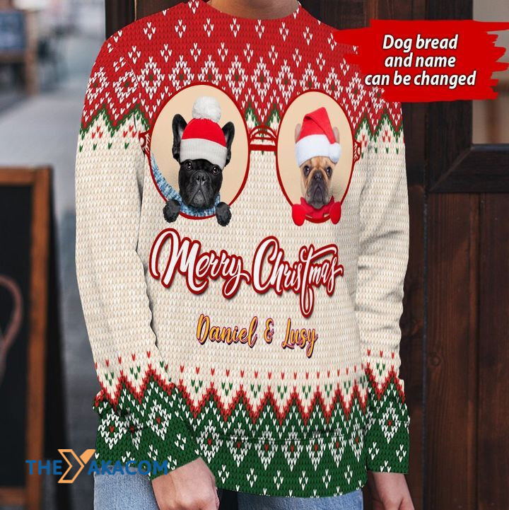 Personalized Custom Name Merry Christmas And Bulldog Awesome Gift For Dog Lovers Ugly Christmas Sweater