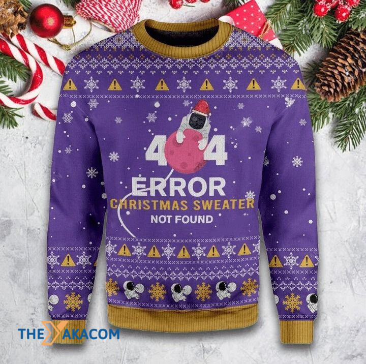 Purple Astronaut 404 Error Christmas Sweater Not Found Gift For Christmas Ugly Christmas Sweater