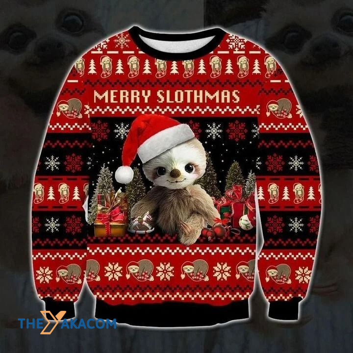 Red Baby Sloth Merry Slothmas Gift For Christmas Ugly Christmas Sweater
