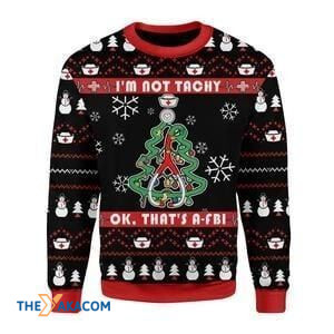 Red Stethoscope Doctor I_m Not Tachy Ok That_s A F-B-I Gift For Christmas Ugly Christmas Sweater