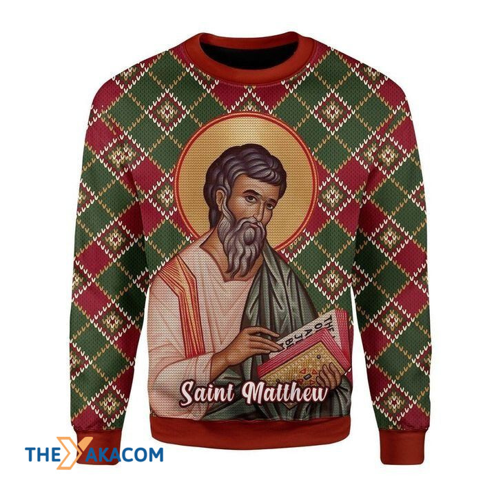 Saint Matthew Reading Book Gift For Christmas Ugly Christmas Sweater