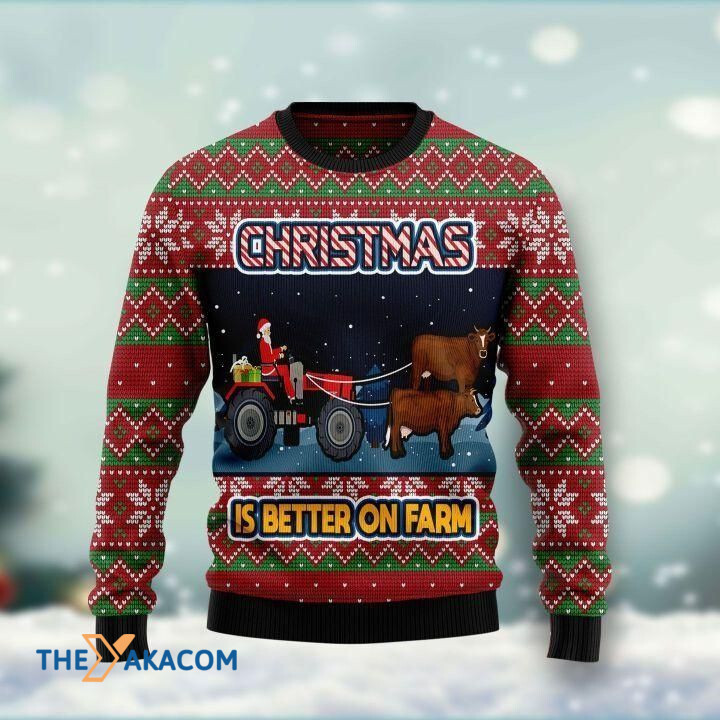 Santa Claus Riding Buffalo Christmas Is Better On Farm Gift For Christmas Ugly Christmas Sweater Santa Claus Riding Buffalo Christmas Is Better On Farm Gift For Christmas Ugly Christmas Sweater