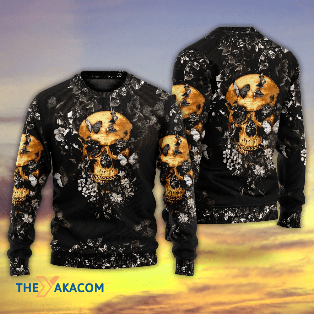 Skull Flowers Grow Out Of Dark Moments Gift For Lover Ugly Christmas Sweater