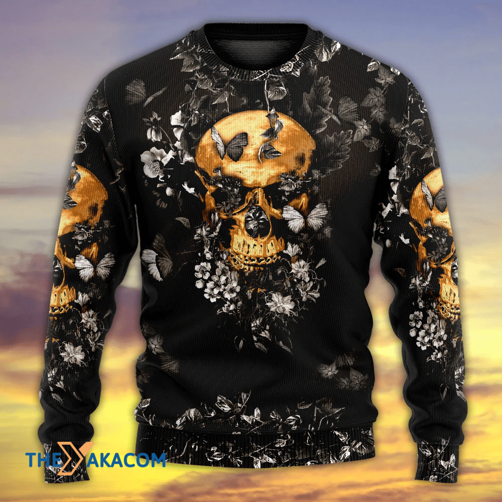 Skull Flowers Grow Out Of Dark Moments Gift For Lover Ugly Christmas Sweater