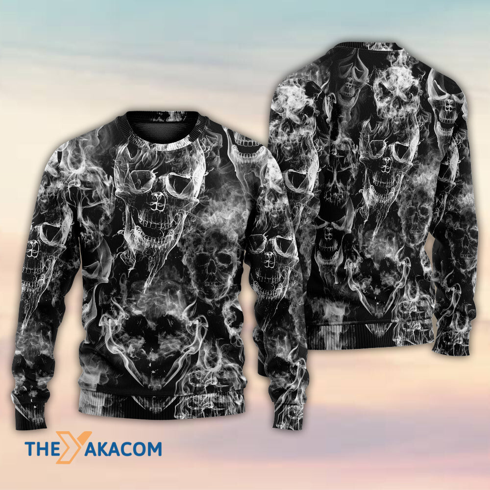 Skull Smoke Kill This Life Gift For Lover Ugly Christmas Sweater