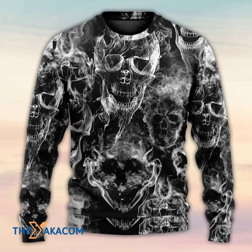 Skull Smoke Kill This Life Gift For Lover Ugly Christmas Sweater
