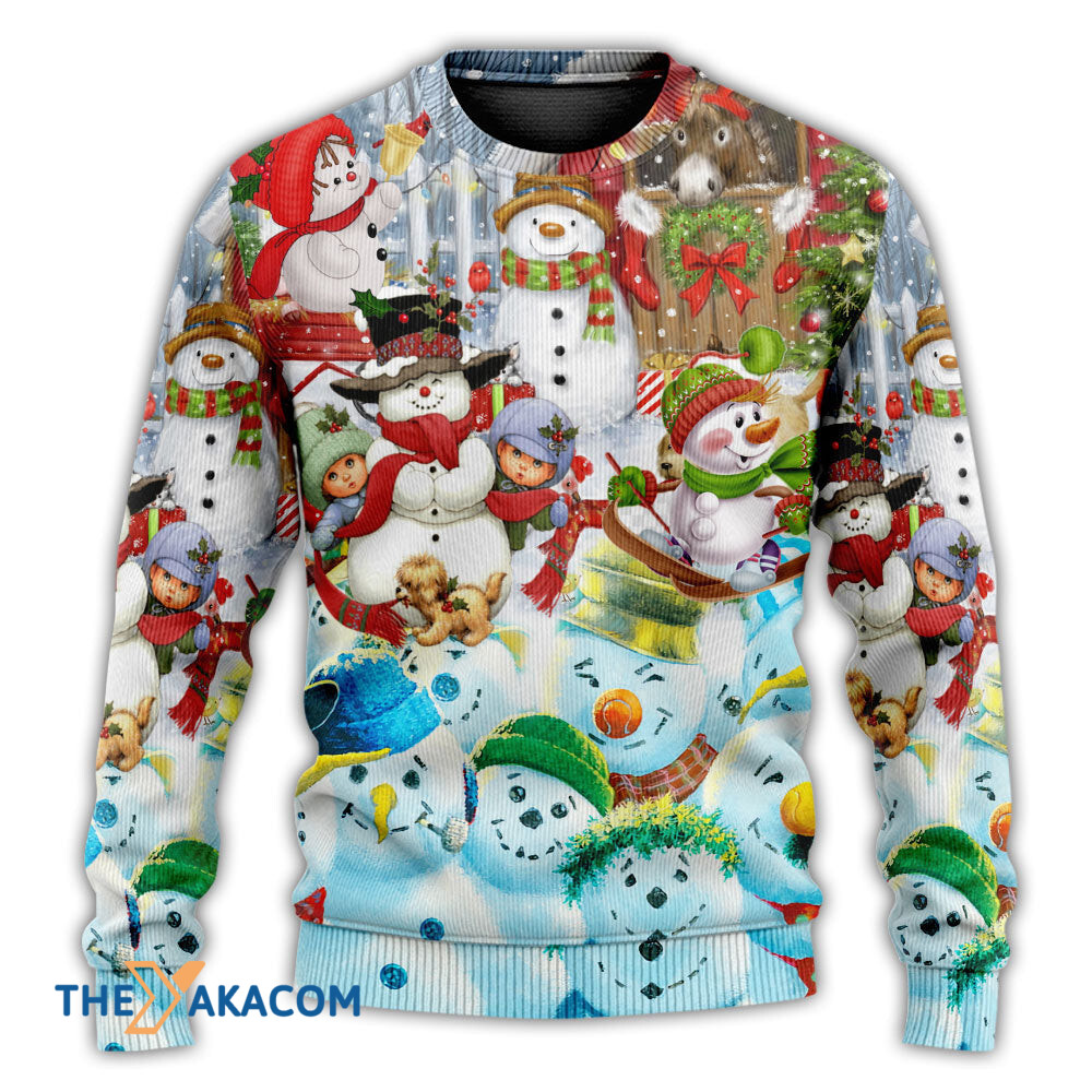 Snowman Happy Farm Holiday Christmas Gift For Lover Ugly Christmas Sweater