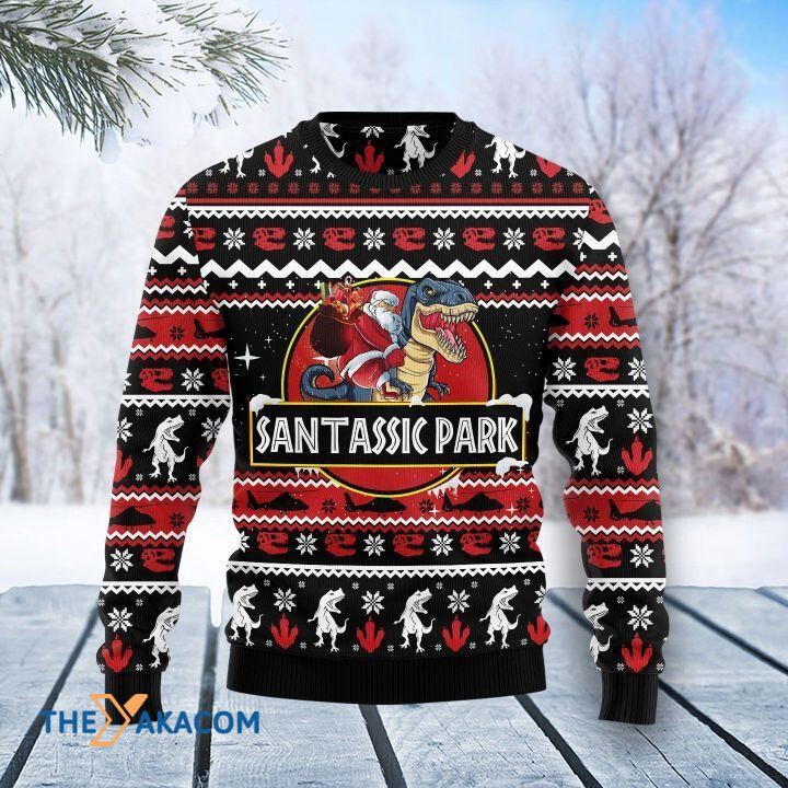 Strong Dinosaur Carry Santa Claus Santassic Park Gift For Christmas Ugly Christmas Sweater Strong Dinosaur Carry Santa Claus Santassic Park Gift For Christmas Ugly Christmas Sweater