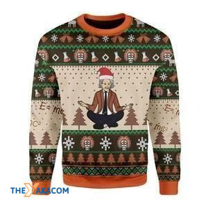 Strong Old Man Doing Yoga Gift For Christmas Ugly Christmas Sweater