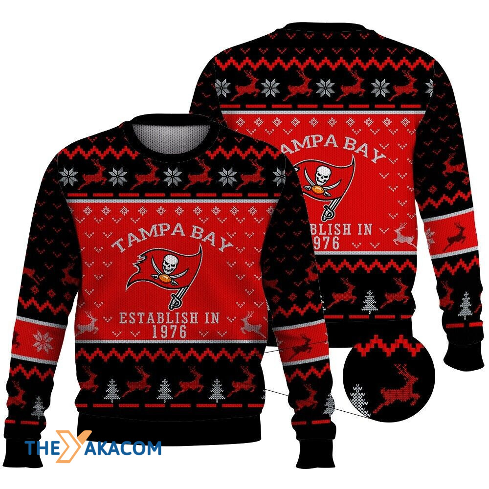 Tampa Bay Buccaneers Establish In 1976 Gift For Fan Christmas Ugly Sweater