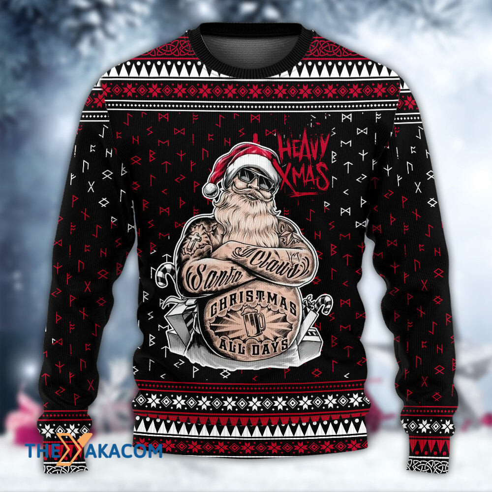 Tattoo Santa Funny Merry Christmas Gift For Lover Ugly Christmas Sweater