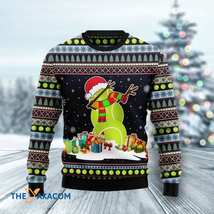 Tennis Ball Made A Snowman In Winter Gift For Christmas Ugly Christmas Sweater