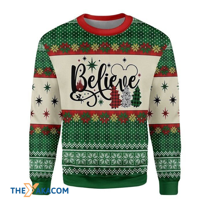Three Color Of Christmas Tree Believe Gift For Christmas Ugly Christmas Sweater
