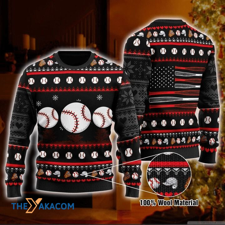 Three White Baseball Balls Gift For Christmas Ugly Christmas Sweater