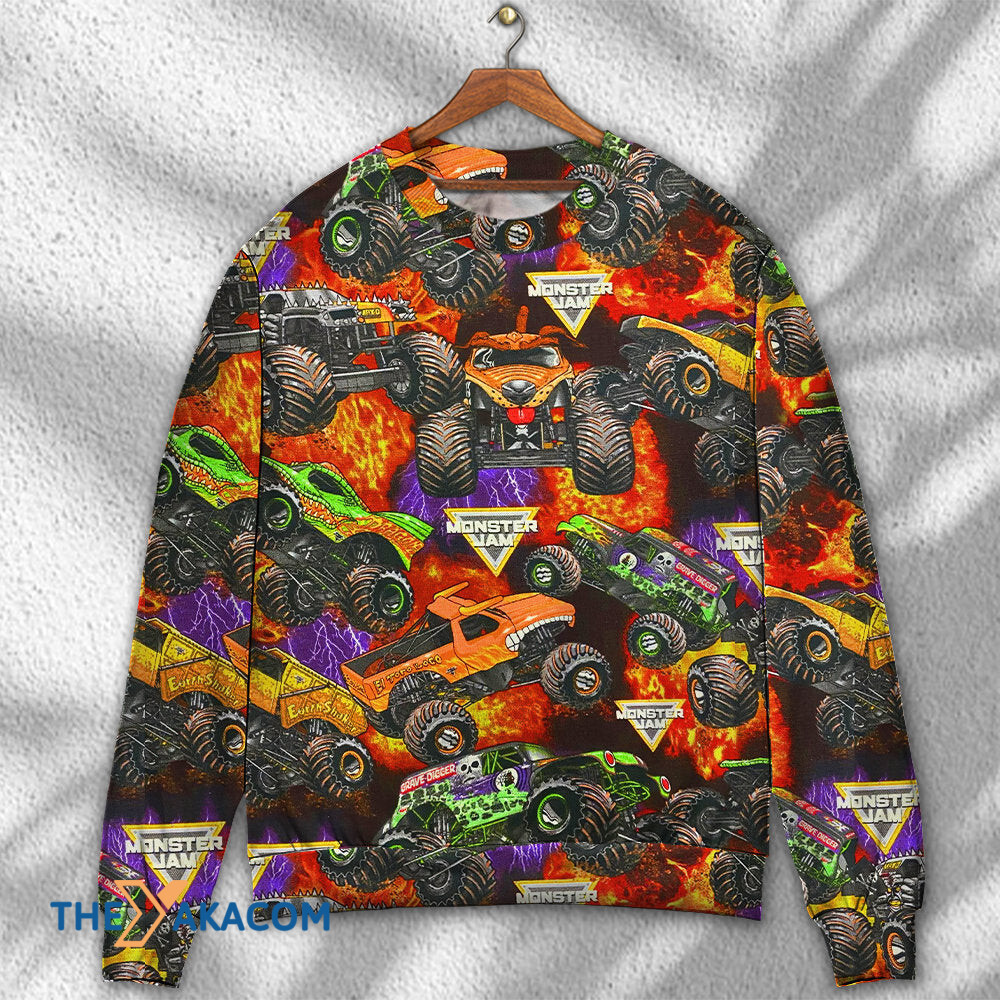 Truck Packed Monster Style Trucks Gift For Lover Ugly Christmas Sweater
