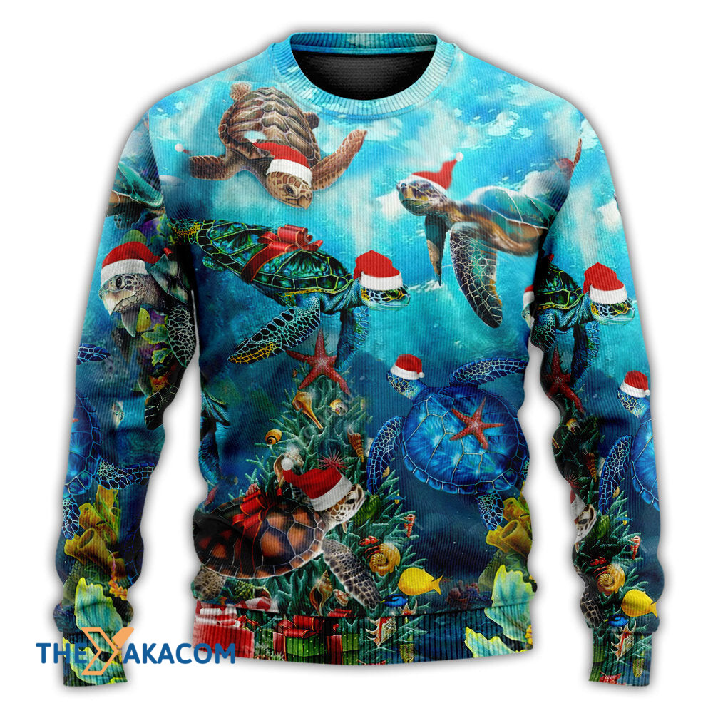 Turtle Love Christmas And Ocean Gift For Lover Ugly Christmas Sweater
