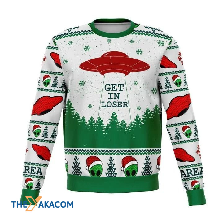 Ufo And Alien On The Mountain Get In Loser Gift For Christmas Ugly Christmas Sweater