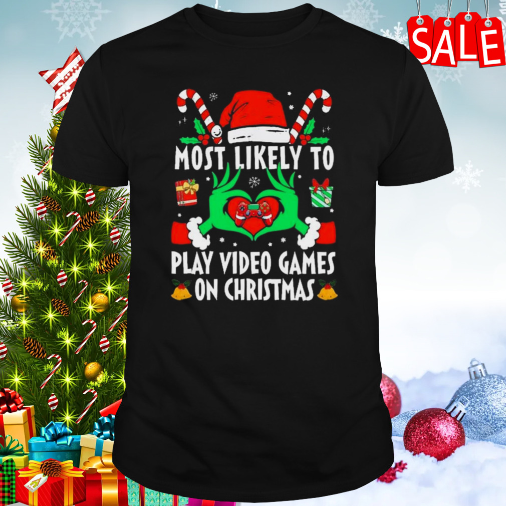 Hands of the Grinch most likely to play video games on Christmas 2023 sweatshirt