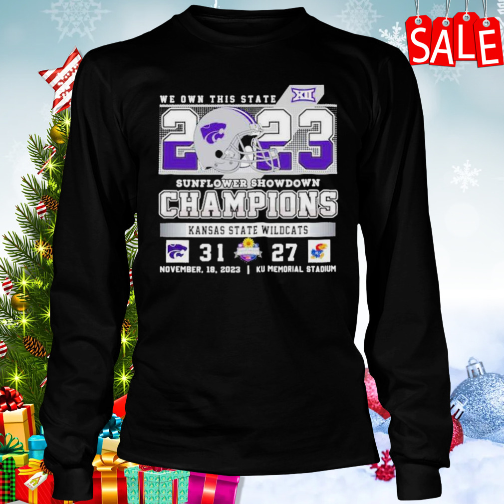 Kansas State Wildcats 31 27 Kansas Jayhawks 2023 Sunflower Showdown Champions Final Score Shirt 3 Longsleeve tshirt