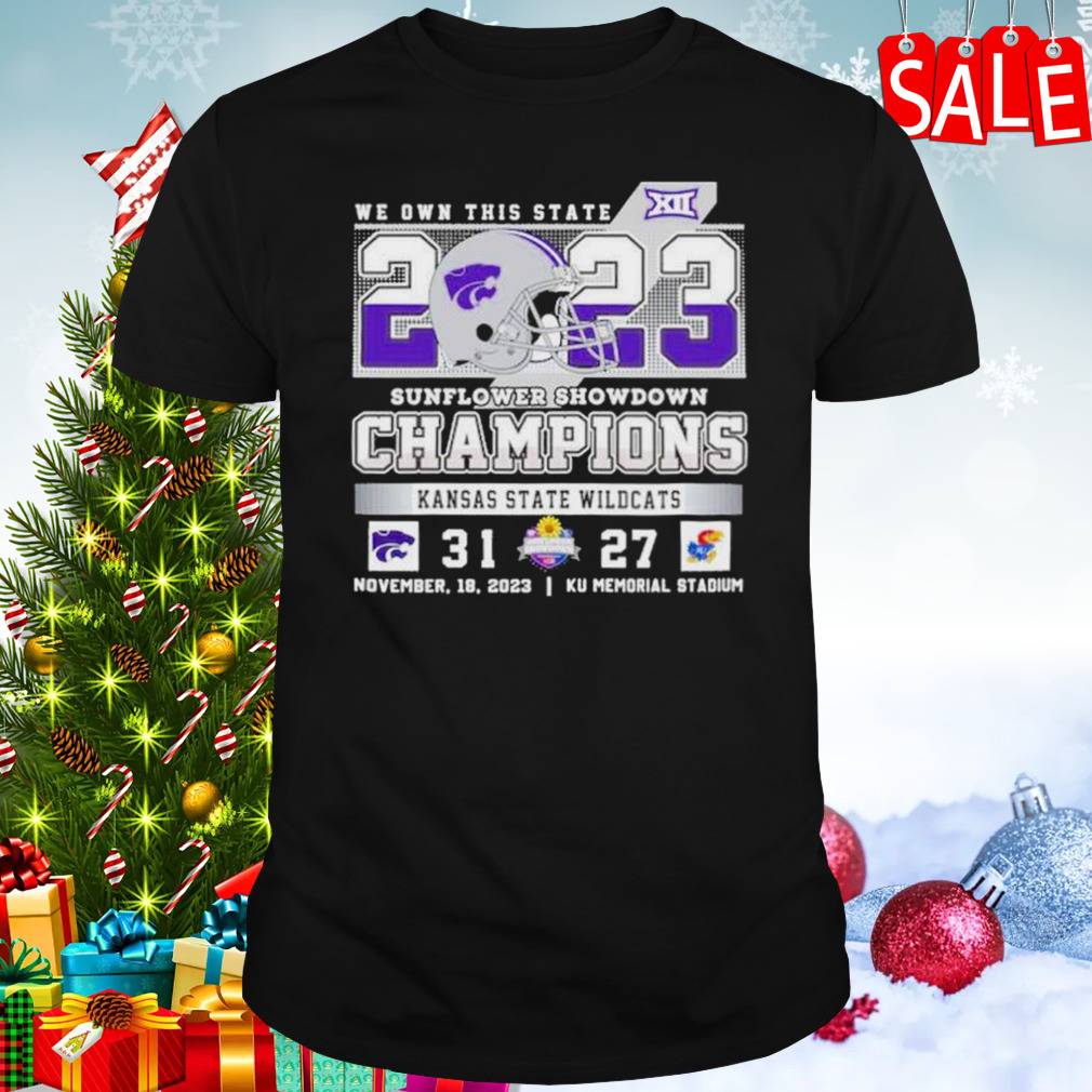 Kansas State Wildcats 31 27 Kansas Jayhawks 2023 Sunflower Showdown Champions Final Score Shirt 1 Unisex tshirt