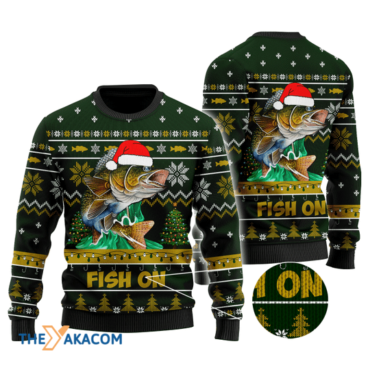 Merry Xmas Walleye Fishing Fish On Gift For Christmas Party Ugly Christmas Sweater