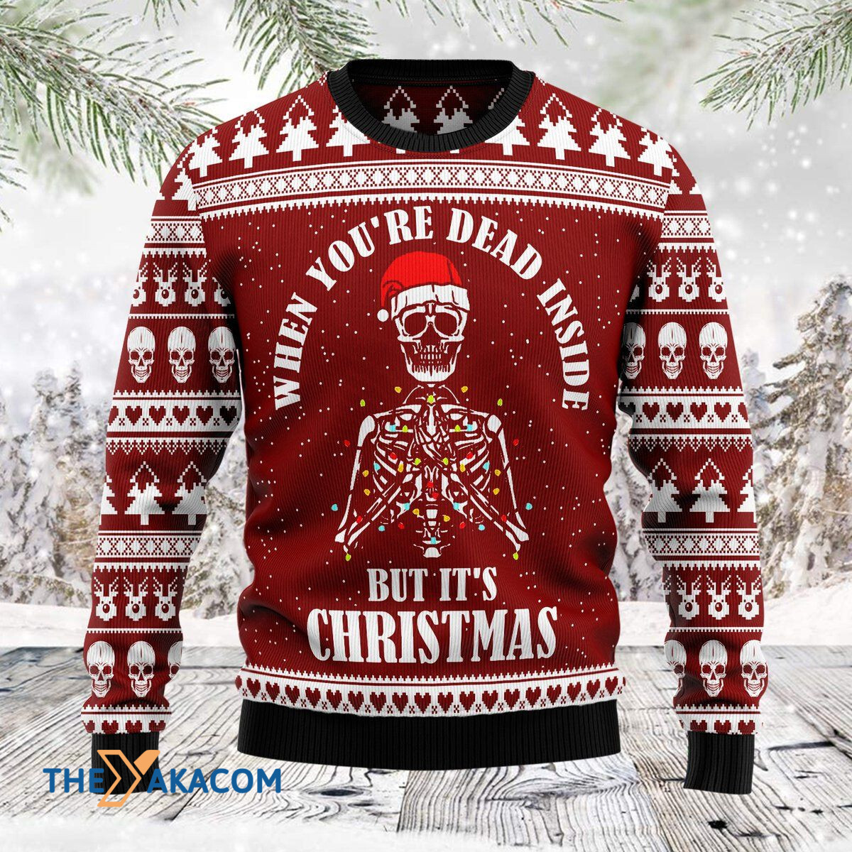 Merry Xmas When You're Dead Inside But It's Christmas Skull Awesome Gift For Christmas Ugly Christmas Sweater