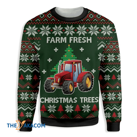 Merry Xmas With And Red Tractor Gift For Christmas Party Ugly Christmas Sweater