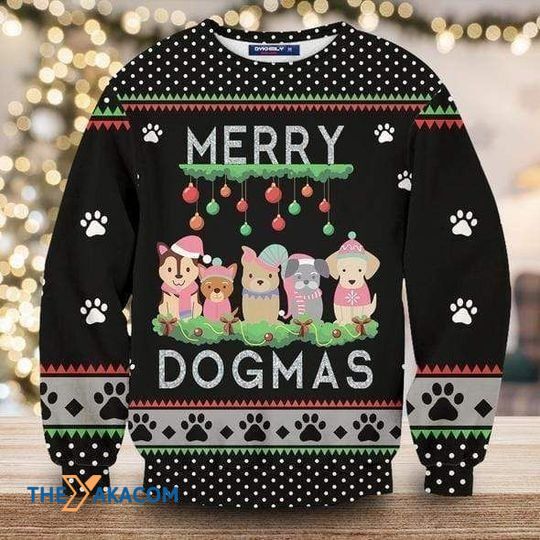 Merry Xmas With Awesome Pattern Merry Dogmas All For Dog Lover Christmas Sweater