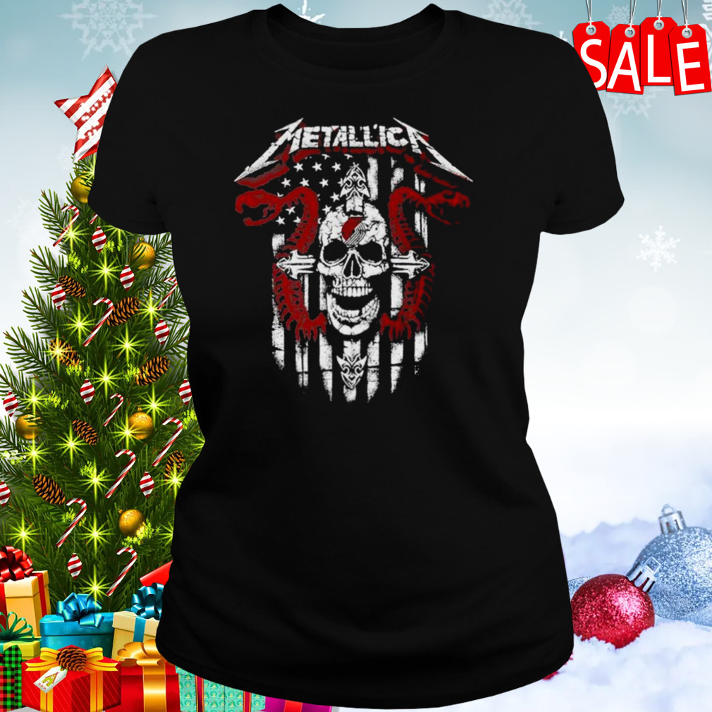 Metallica Snake Skull Portland Trail Blazers Logo Gildan 2023 shirt 2 Women's tshirt