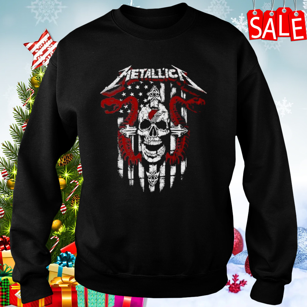 Metallica Snake Skull Portland Trail Blazers Logo Gildan 2023 shirt 4 Sweaters