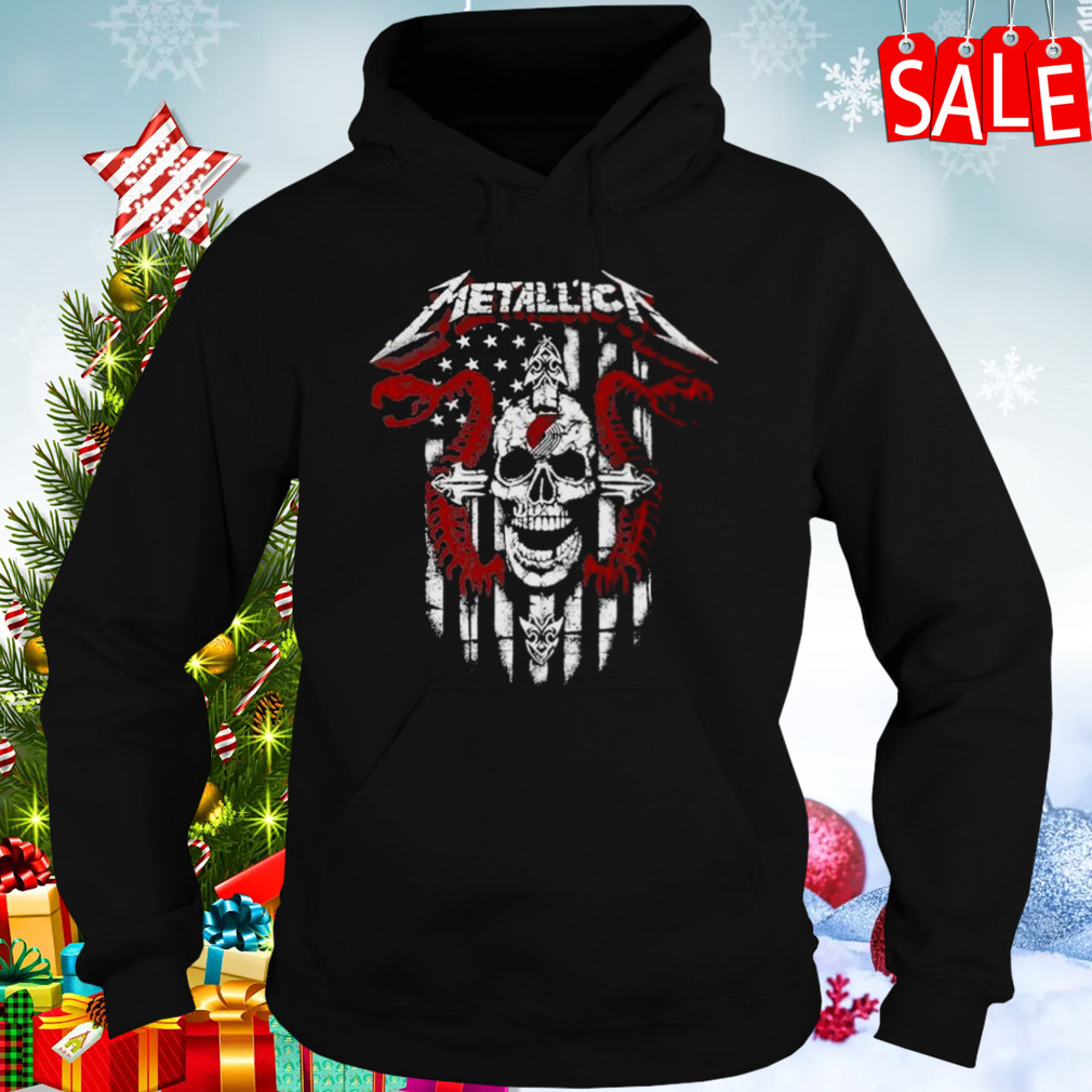 Metallica Snake Skull Portland Trail Blazers Logo Gildan 2023 shirt 5 Hoodies