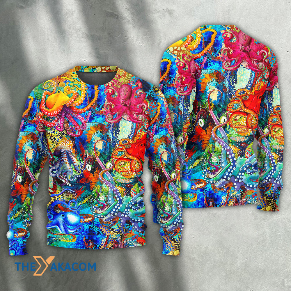 Octopus Lover Colorful Art Style Gift For Lover Ugly Christmas Sweater 3 Octopus Lover Colorful Art Style Gift For Lover Ugly Christmas Sweater