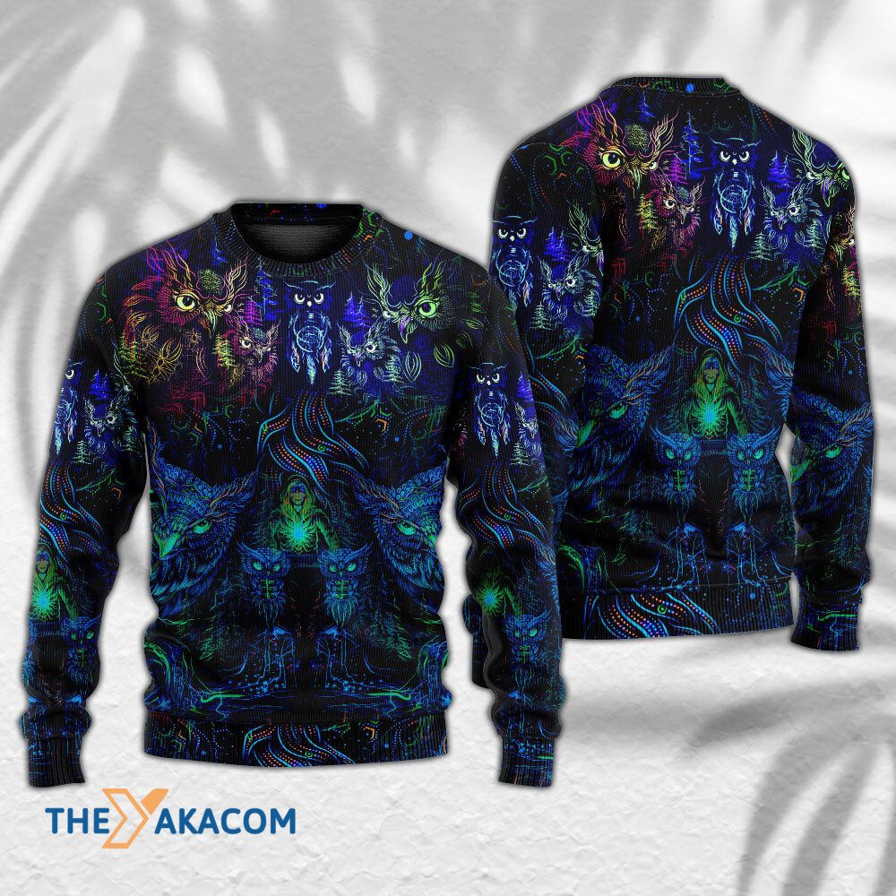 Owl And Witch Darkness Colorful Gift For Lover Ugly Christmas Sweater 3 Owl And Witch Darkness Colorful Gift For Lover Ugly Christmas Sweater