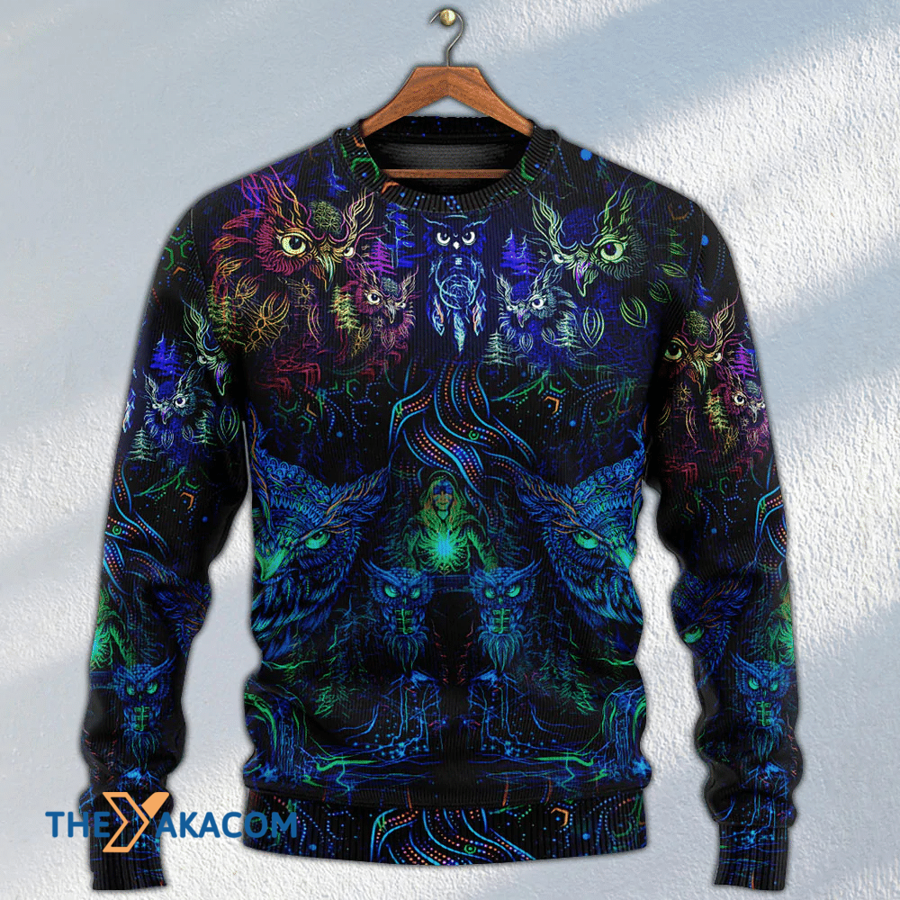 Owl And Witch Darkness Colorful Gift For Lover Ugly Christmas Sweater 2 Owl And Witch Darkness Colorful Gift For Lover Ugly Christmas Sweater