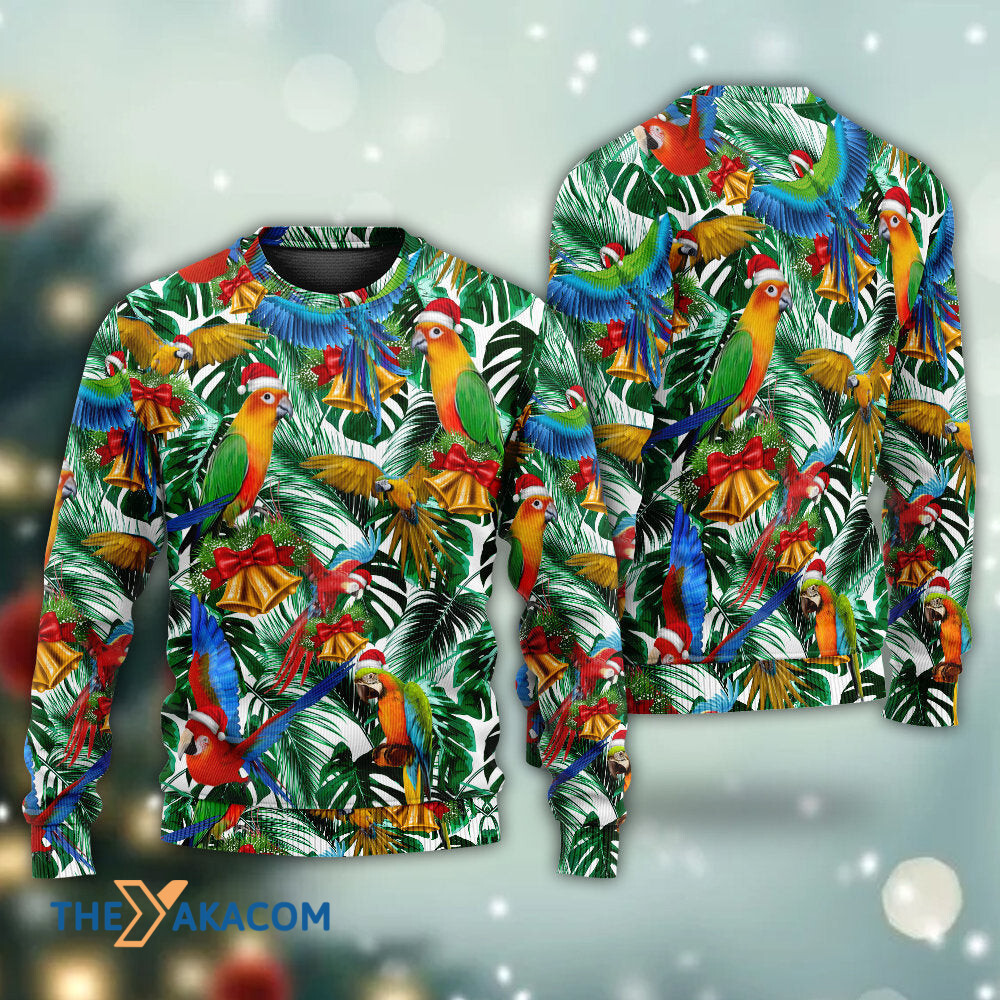 Parrot Love Xmas Tropical Leaf Christmas Gift For Lover Ugly Christmas Sweater 2 Parrot Love Xmas Tropical Leaf Christmas Gift For Lover Ugly Christmas Sweater