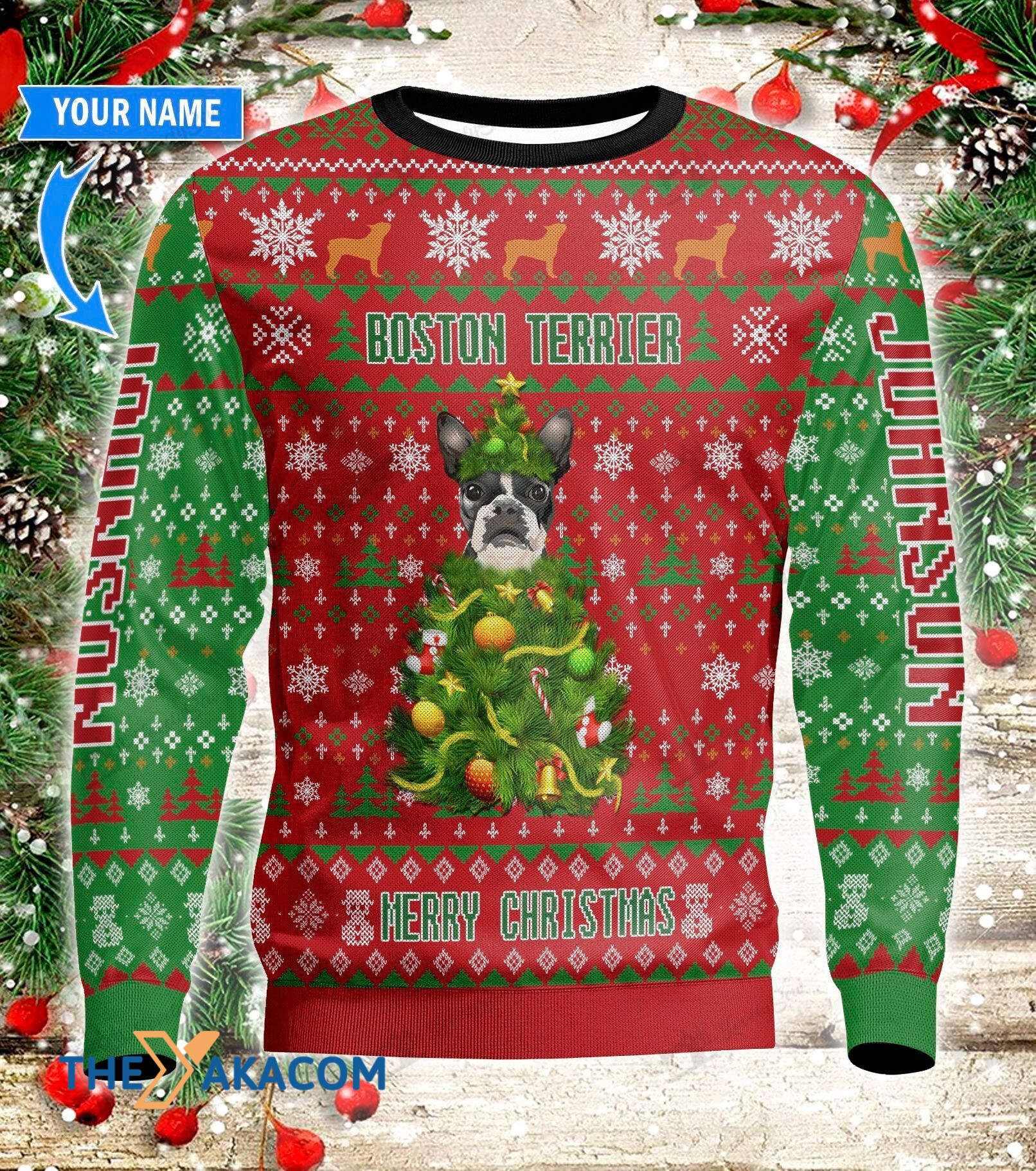 Personalized Boston Terrier Dog And Xmas Tree With Colorful Patterns Gift For Christmas Ugly Christmas Sweater 1 Personalized Boston Terrier Dog And Xmas Tree With Colorful Patterns Gift For Christmas Ugly Christmas Sweater