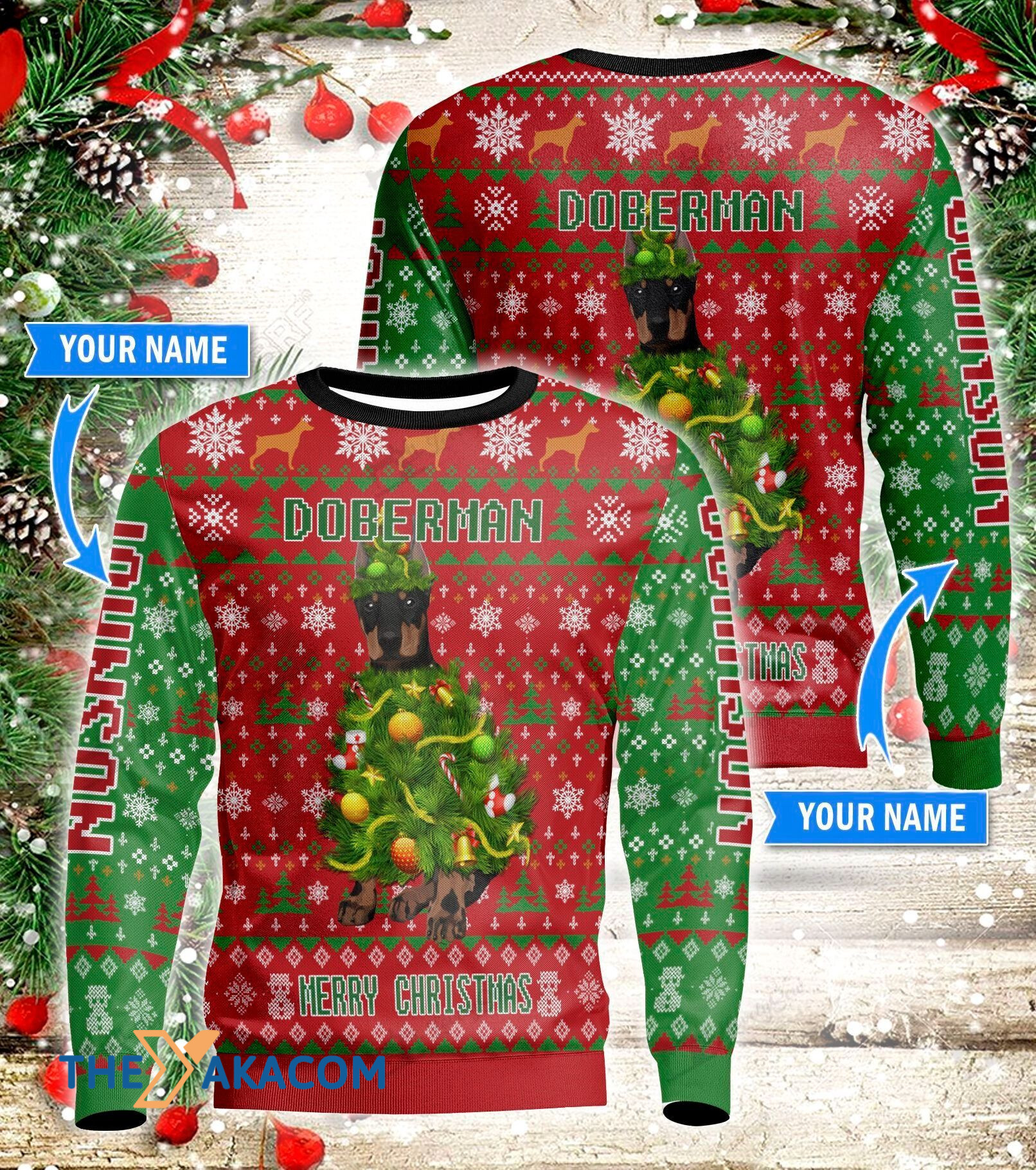 Personalized Christmas Day's Big Doberman Dog And Tree Gift For Christmas Ugly Christmas Sweater 2 Personalized Christmas Day's Big Doberman Dog And Tree Gift For Christmas Ugly Christmas Sweater