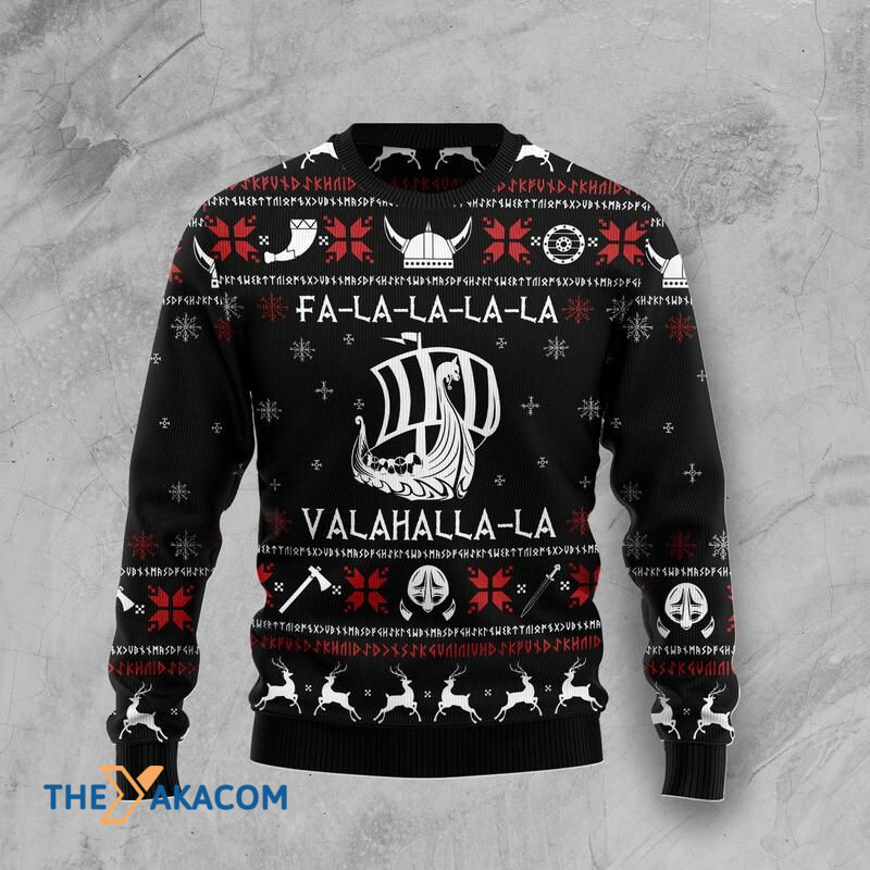 Valhalla Viking Awesome Gift For Christmas Ugly Christmas Sweater