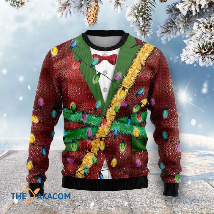 Vest Shape With Colorful Ribbon And Light Gift For Christmas Ugly Christmas Sweater