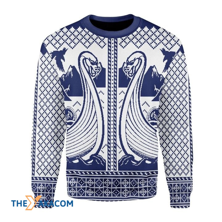 Viking Dragon Boat Gift For Christmas Ugly Christmas Sweater