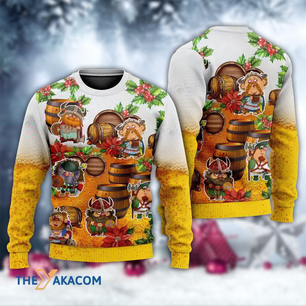 Viking Loves Beer Funny Christmas Gift For Lover Ugly Christmas Sweater