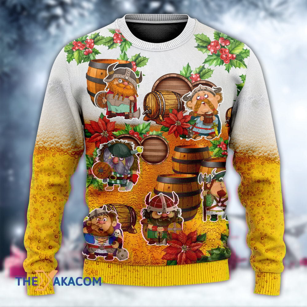 Viking Loves Beer Funny Christmas Gift For Lover Ugly Christmas Sweater