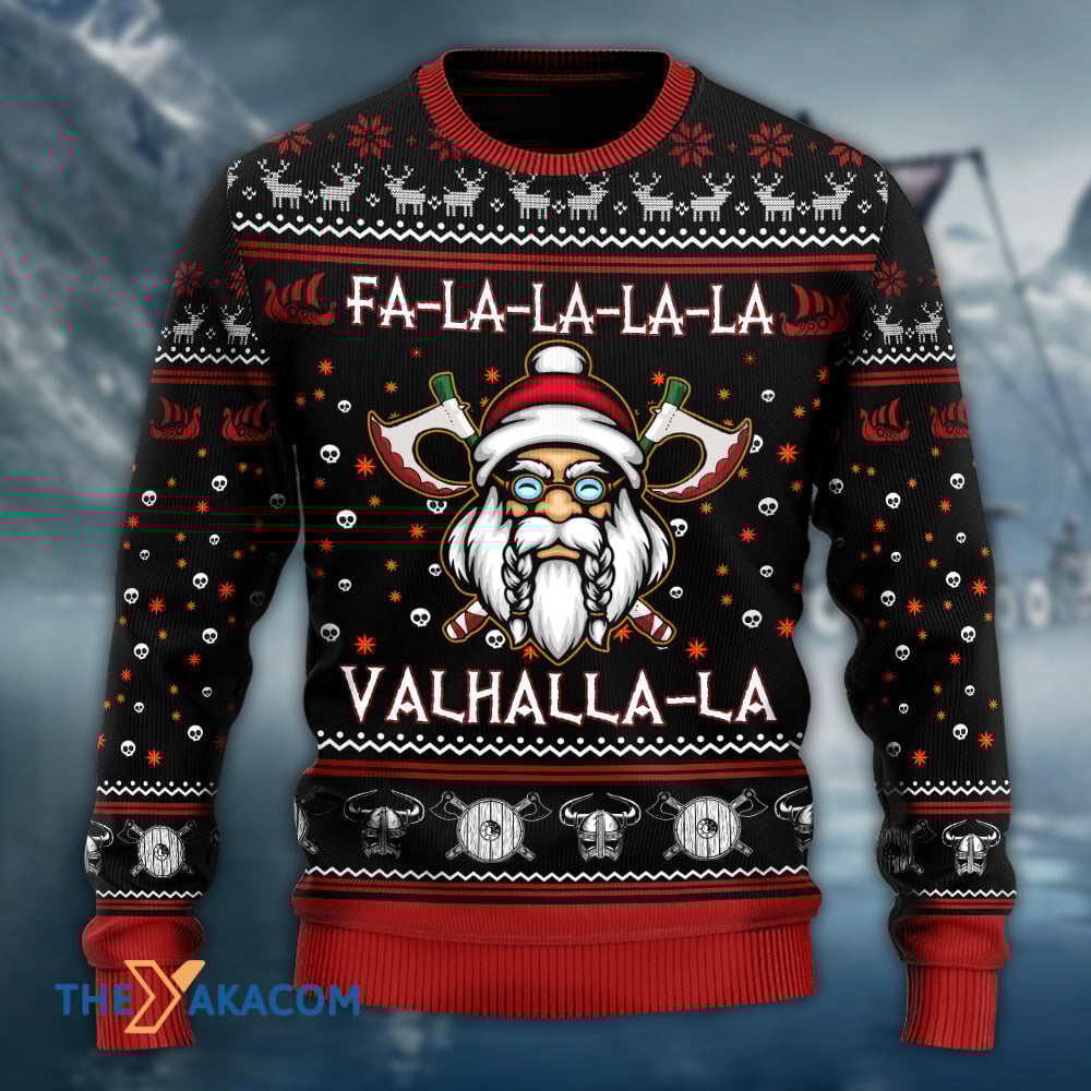 Viking Valhalla White And Red Gift For Lover Ugly Christmas Sweater