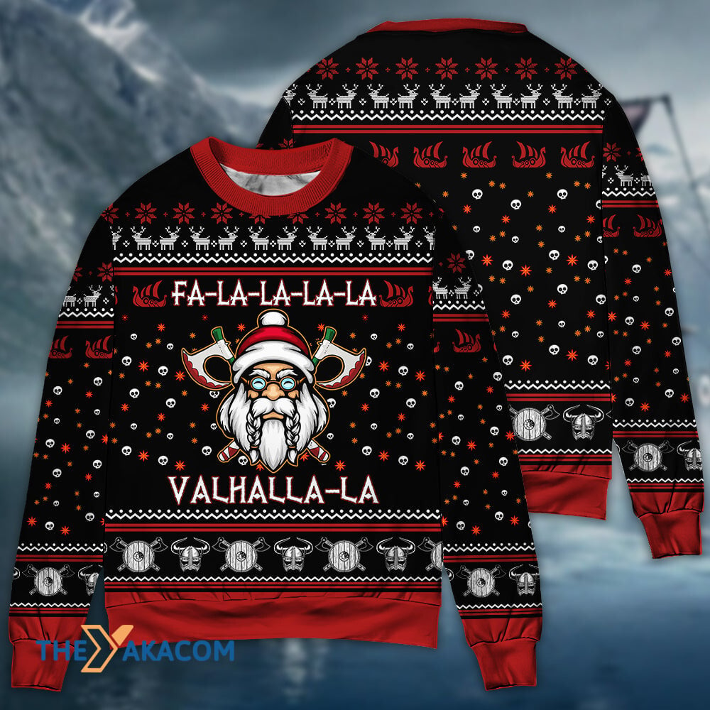 Viking Valhalla White And Red Gift For Lover Ugly Christmas Sweater