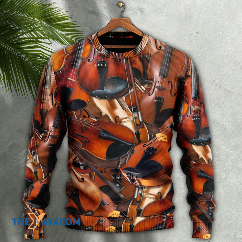 Violin The Instrument For Intelligent People Gift For Lover Ugly Christmas Sweater