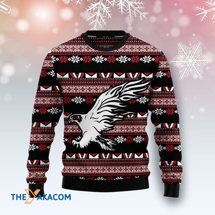 White And Red Strong Eagle Gift For Christmas Ugly Christmas Sweater