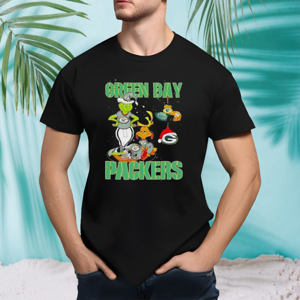 Green Bay Packers Grinch And Max Nfl Ornament Christmas T-shirt