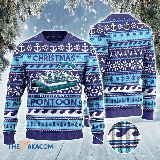 Xmas Is Better On A Pontoon Awesome Gift For Christmas Ugly Christmas Sweater